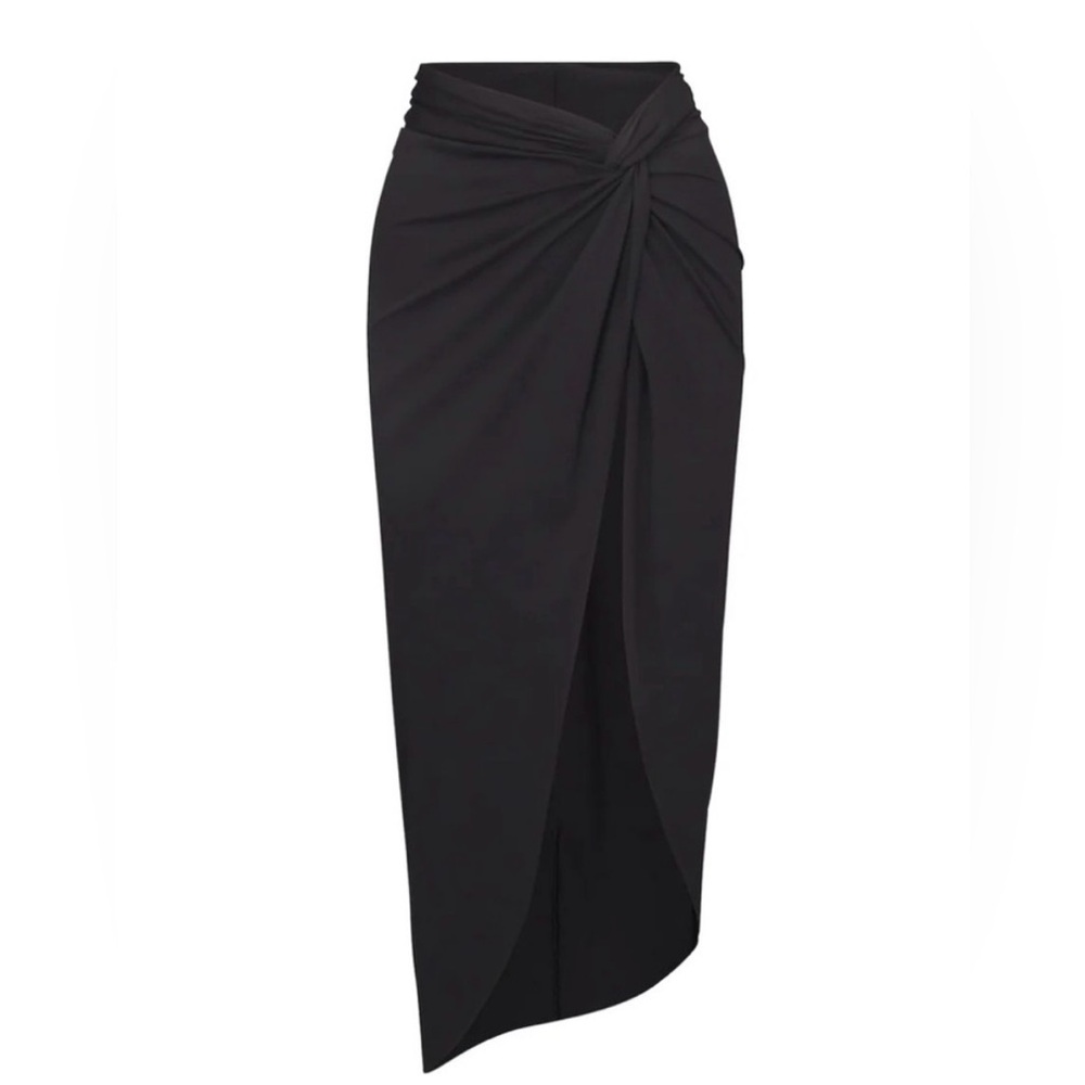 SKIMS Signature Swimsuit Cover Up Sarong Skirt Onyx Black